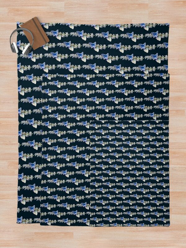 Idéia do presente borboletas azuis na manta de lance de lavanda cobertor bonito xadrez