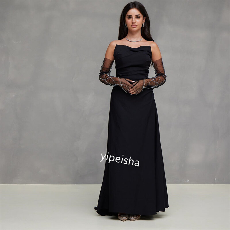 Sukienka na studniówkę wieczorowa balowa satynowa drapowana zaręczynowa linia A bez ramiączek suknia na specjalne okazje Midi es Arabia Saudyjska