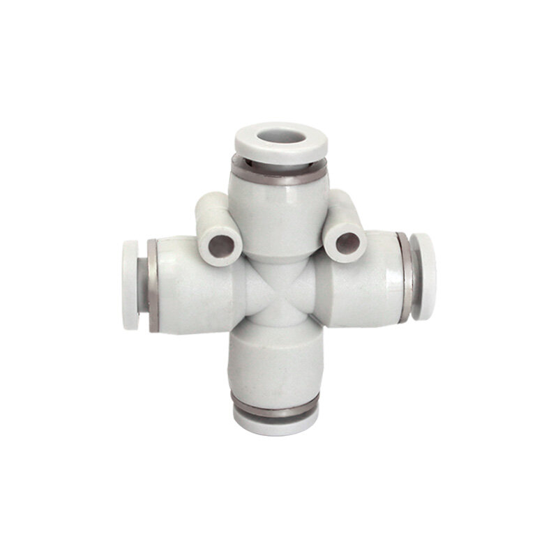흰색 PU 가스 파이프 퀵 커넥터, 4 방향 PZA 크로스 플라스틱 퀵 조인트, 공압 퀵 파이프 조인트, 4mm, 6mm, 8mm, 10mm, 12mm