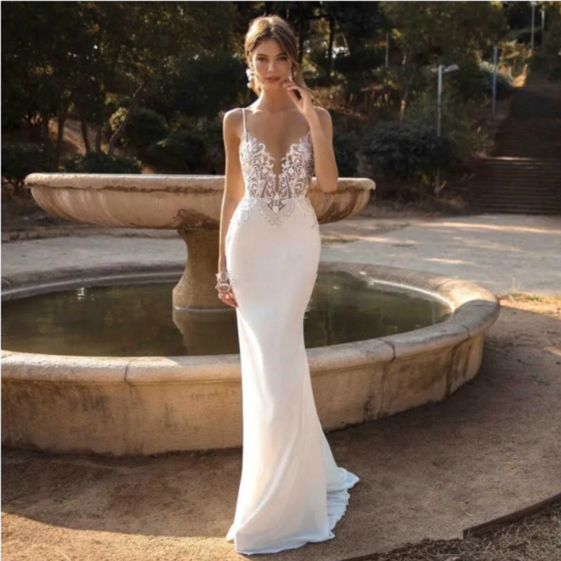 Женское шифоновое платье-русалка, Пляжное свадебное платье в богемном стиле, модель 2024