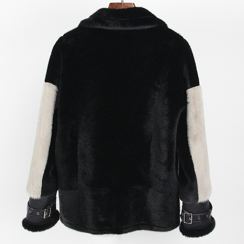 Płaszcz zimowy damski wysokiej klasy moda na co dzień luźno dopasowane ciepło imitacja futra z norek zintegrowany płaszcz damski 2024