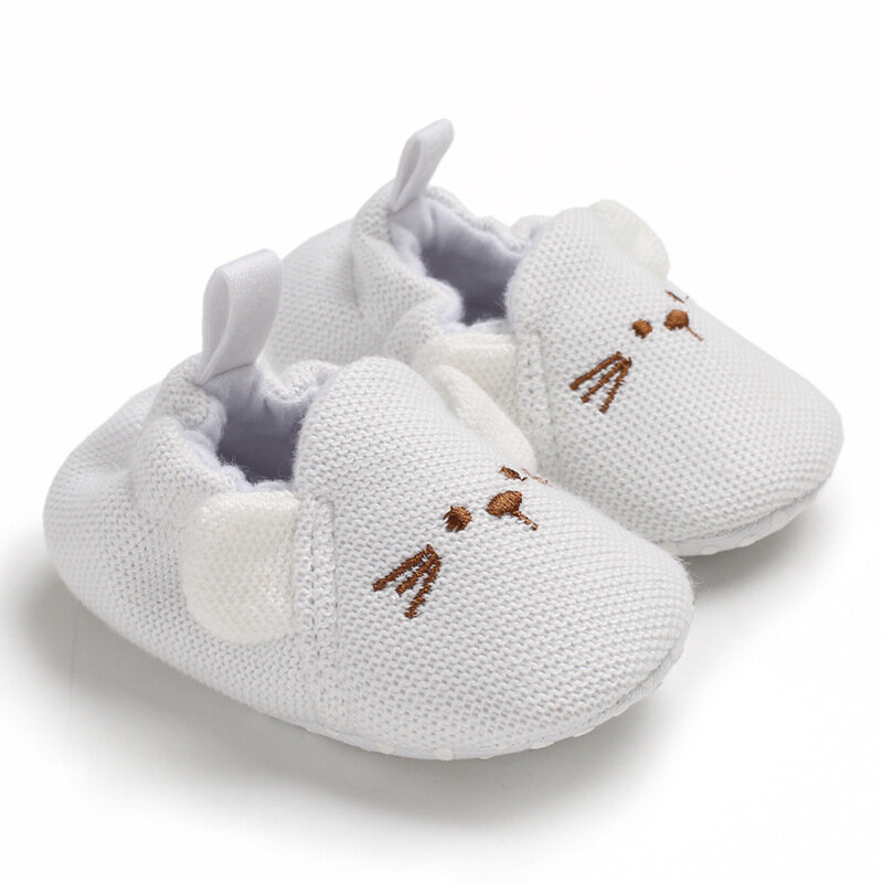 Носки для новорожденных, обувь для мальчиков и девочек, милая обувь для малышей с изображением лица животных, дышащая хлопковая Нескользящая детская обувь