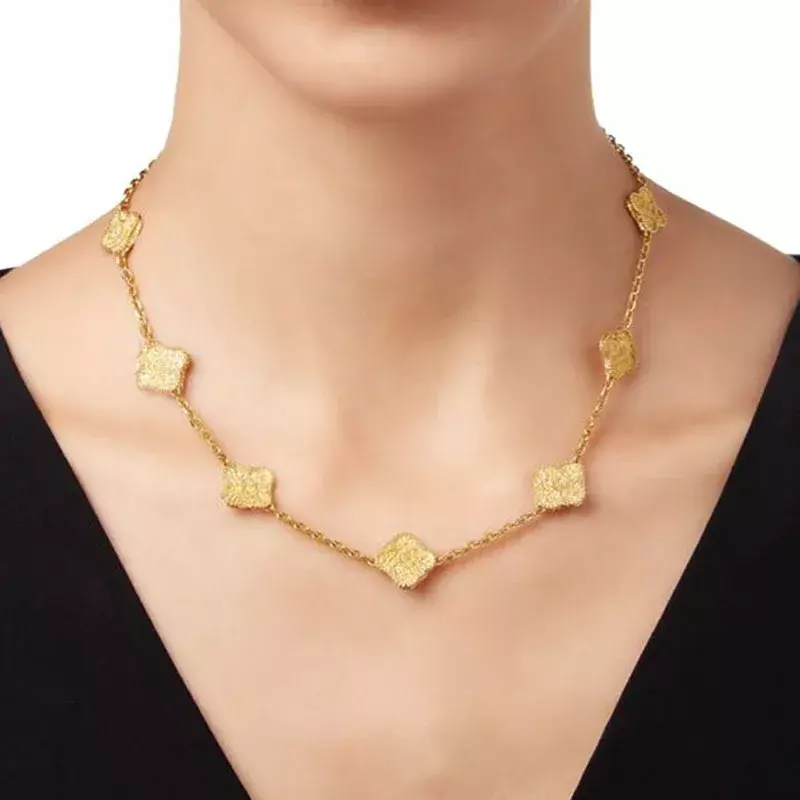 1/5/10 Edelstahl Blatt Klee Luxus Anhänger Halskette Ohrring Armband Frauen Metall ohne Logo Schmuck