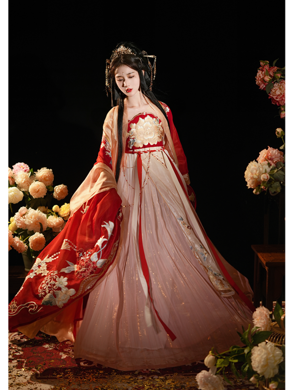 Женский классический костюм с вышивкой, красная свадебная одежда