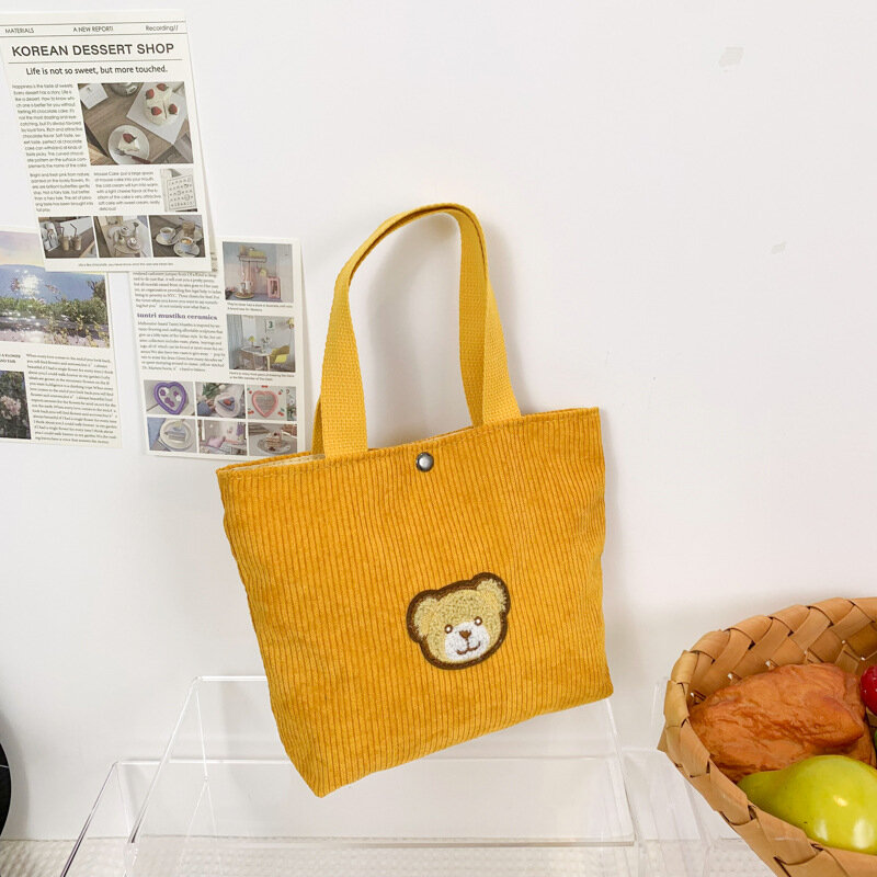 Koreanische Art niedlichen Cord kleinen Shopper Einkaufstasche für Frau weibliche Mädchen Mini Handtaschen Mittagessen Taschen Einkaufs tuch Hand beutel Tasche