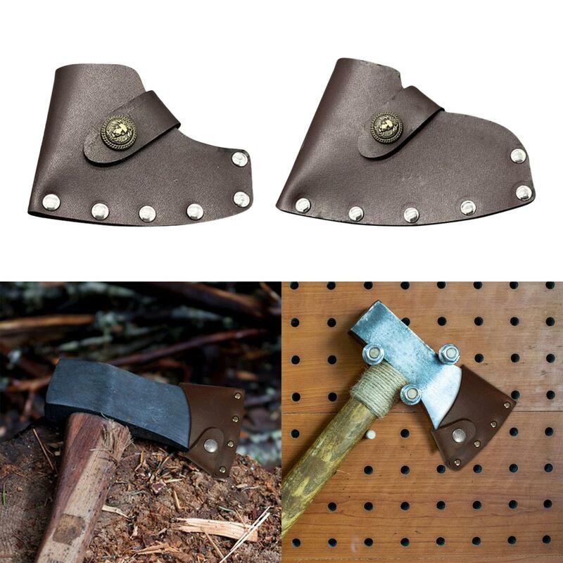 PU Leather Axe Sheath Cover Lightweight Protector Case with Metal Snap Axe Head Cover for Hiking Outdoor Camping Accessories
