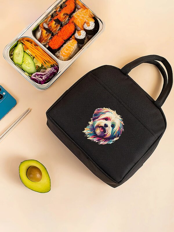 Dog Pattern Series Nylon Large Capacity Insulation Bento Bag Handbag Outdoor Picnic Portable Insulation Bag