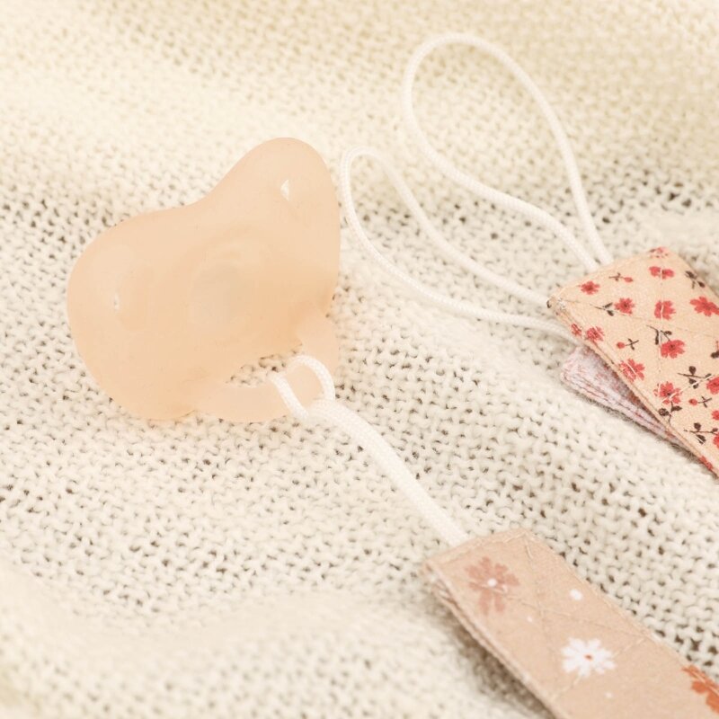 Rantai Klip Kayu untuk Dot Bayi Pegangan Teether Dihiasi Cetakan Bunga