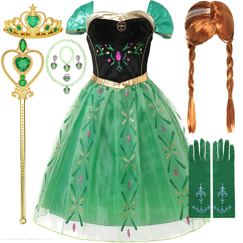 Vestido de princesa de Frozen de Disney para niñas, disfraz de Elsa, Anna, Halloween, juego de rol, Carnaval, ropa de fiesta de cumpleaños