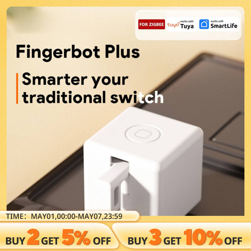 Tuya Zigbee Fingerbot Plus Smart Fingerbot Switch Button Pusher Smart Life Timer Voice Control Works with Alexa Google Assistant