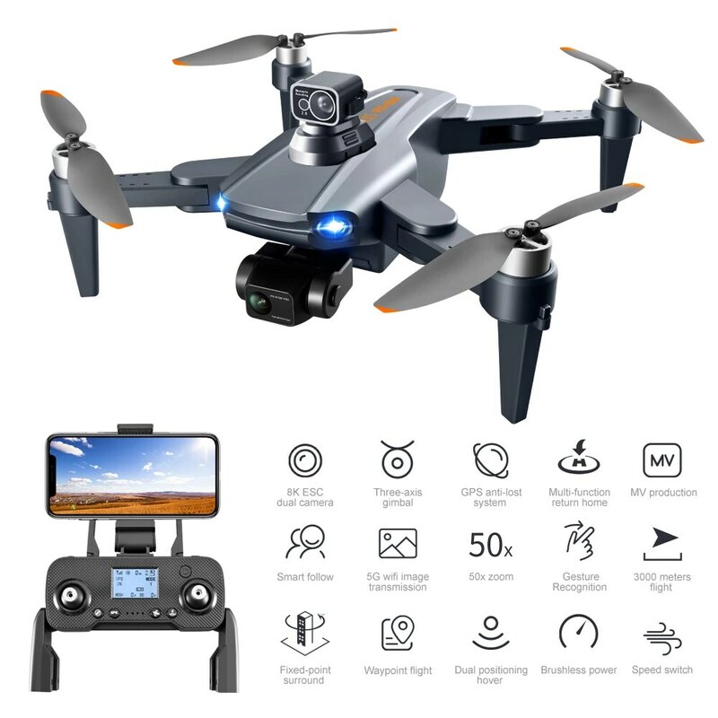 RG106 Drone GPS 8k doppia fotocamera professionale a quattro assi aereo Brushless pieghevole fotografia aerea RC Aircraft Toy
