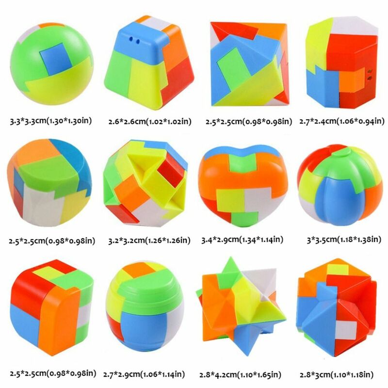 Kleurrijke Educatieve Multi-Shape Luban Lock Speelgoed Voor Kinderen Hersenen Teaser 3d Puzzel Montessori Brain Challenge Game