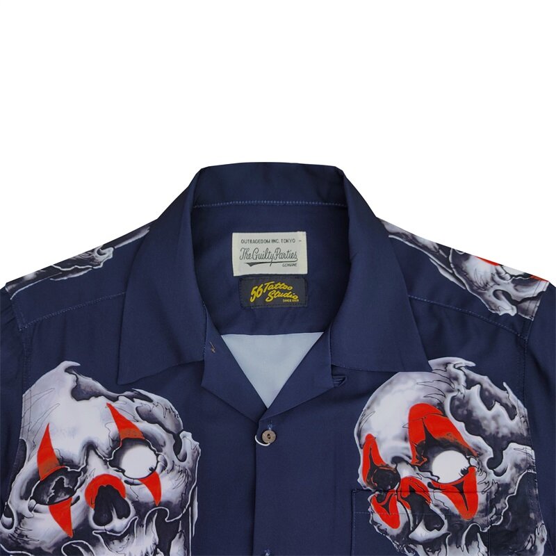 WACKO Skull Print Long Sleeve Shirt High Quality 1:1 Fall Tops Shirts Shirts Mens Womens Casual Hawaii Shirts