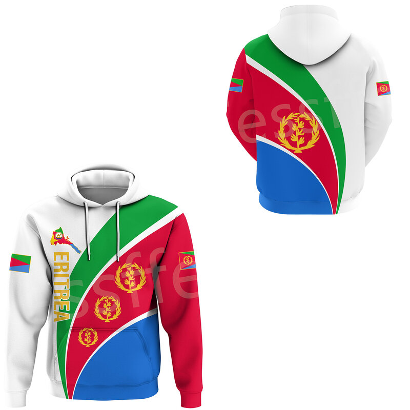 Zwart Geschiedenis Afrika Land Eritrea Kleurrijke Retro Streetwear Trainingspak 3Dprint Mannen/Vrouwen Unisex Casual Grappig Jacket Hoodies 4A