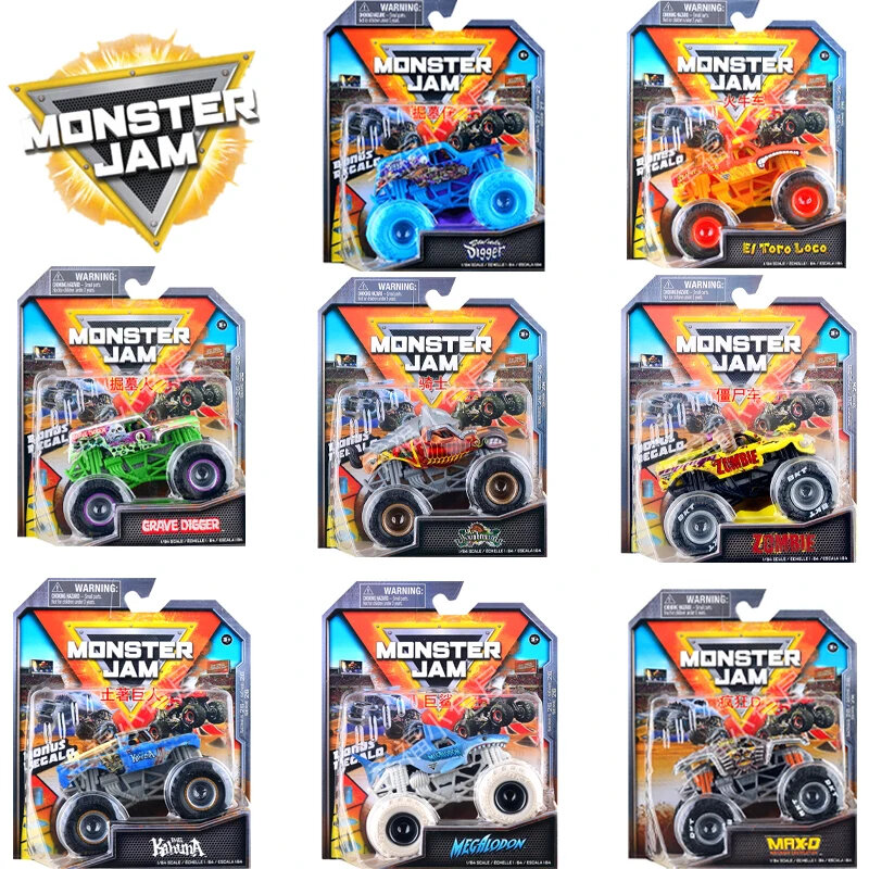 Mainan mobil mainan truk MONSTER JAM Monster asli mainan anak-anak mainan kolektor logam Model Diecast mobil mainan miniatur anak laki-laki untuk anak laki-laki