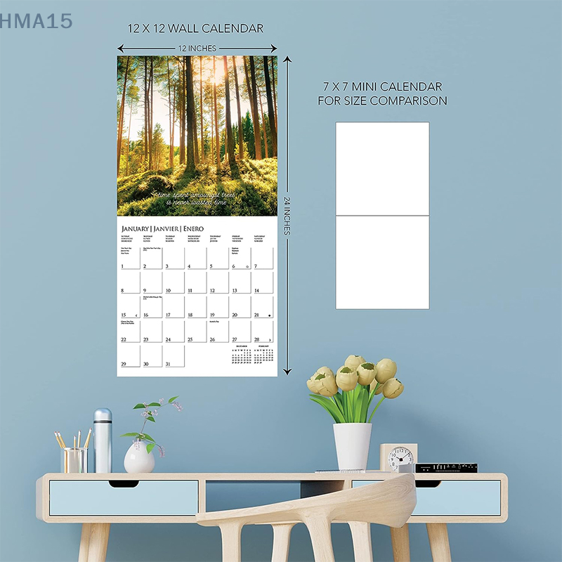 Настенный календарь в деревья 2024, органайзер из толстой бумаги для дома и офиса, большие календари с ежемесячной сеткой для праздников 2024 для дома