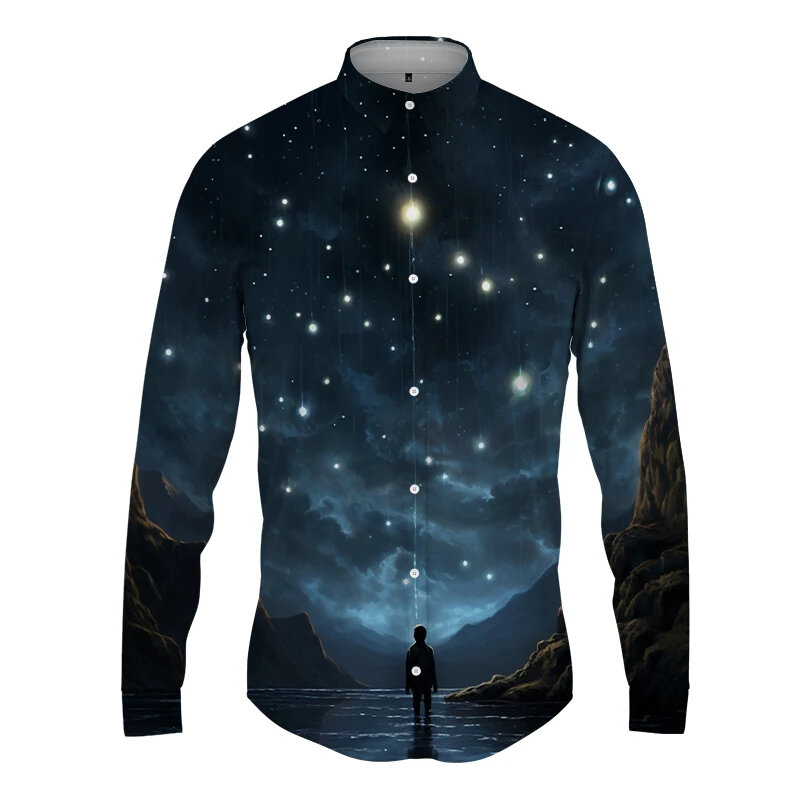 Nieuwste Astrale 3d Bedrukte Lange Mouw Shirts Voor Mannen Doeken Grappige Revers Knoop Tops Casual Hoge Kwaliteit Streetwear Shirt Man