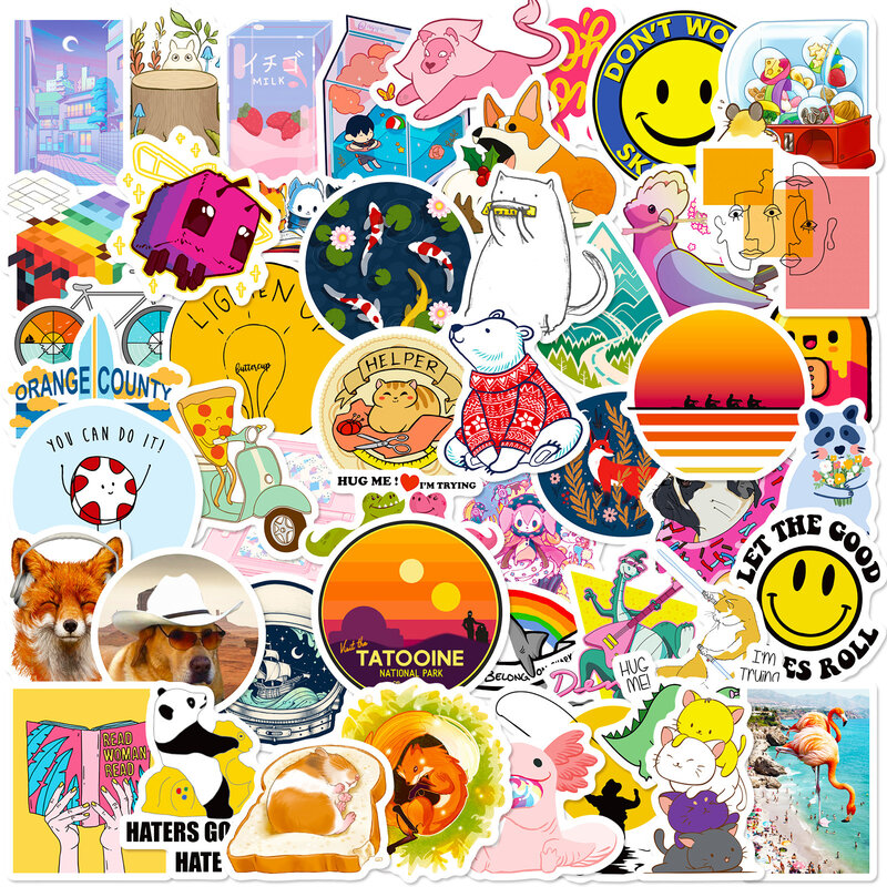 50Pcs Cartoon Small Fresh Series Graffiti Stickers adatto per caschi per Laptop decorazione Desktop adesivi fai da te giocattoli