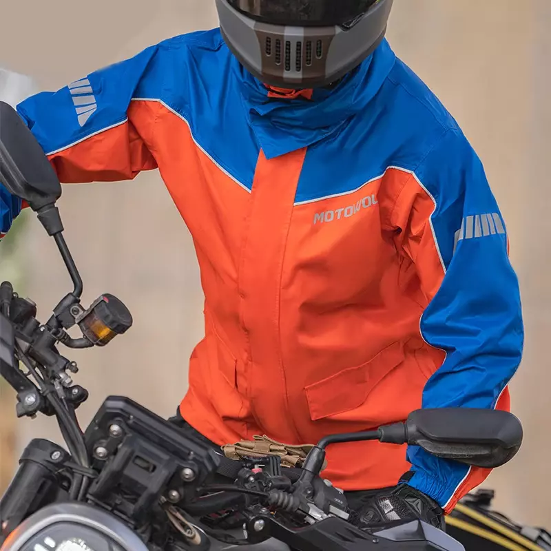 오토바이 비옷 세트 남성용 사이클링 방수 바이커 통기성 세트, 휴대용 스플릿 반사 캐주얼 데일리 라이딩 야외 라이딩