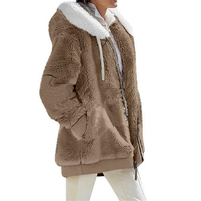 Nova primavera e outono solto de pelúcia zíper com capuz casaco feminino casacos e jaquetas feminino casaco de inverno