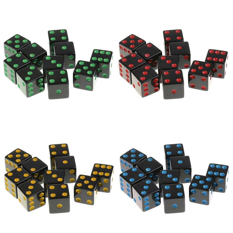 Dados de plástico d6 lados para d & d rpg brinquedo, conjunto de 10 peças