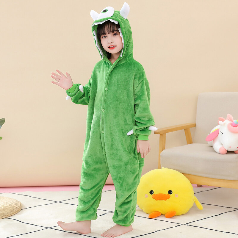 Winter Unisex Children Warm Body Suits Costume Polyester Comfortable Skin-Friendly Hooded Animal Halloween Cosplay Jumpsuits