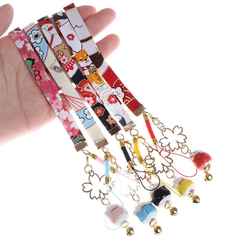 Phone Strap Lanyards Daisy Flower Cat Bell Mobile Phone Hang Rope Charm Decor