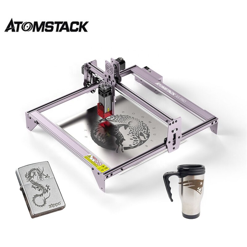 ATOMSTACK-máquina de grabado láser A5 PRO, cortador de madera portátil de escritorio CNC para fotos, botella de vidrio de acero inoxidable, 40W