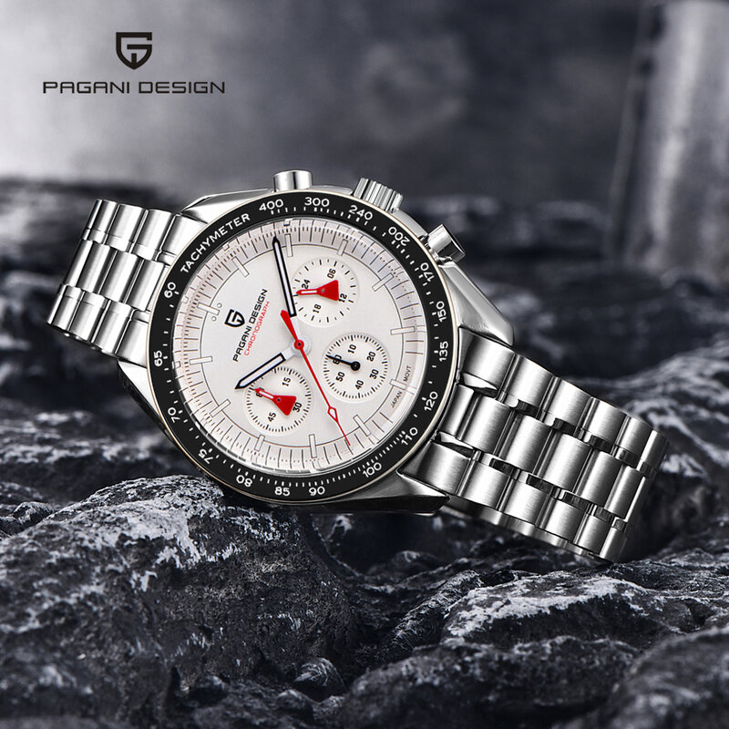 باجاني تصميم القمر الساعات الرجال 2023 العلامة التجارية الأعلى متعددة الوظائف كرونوغراف ساعة كوارتز للرجال الرياضة جلدية الياقوت ساعة Reloj