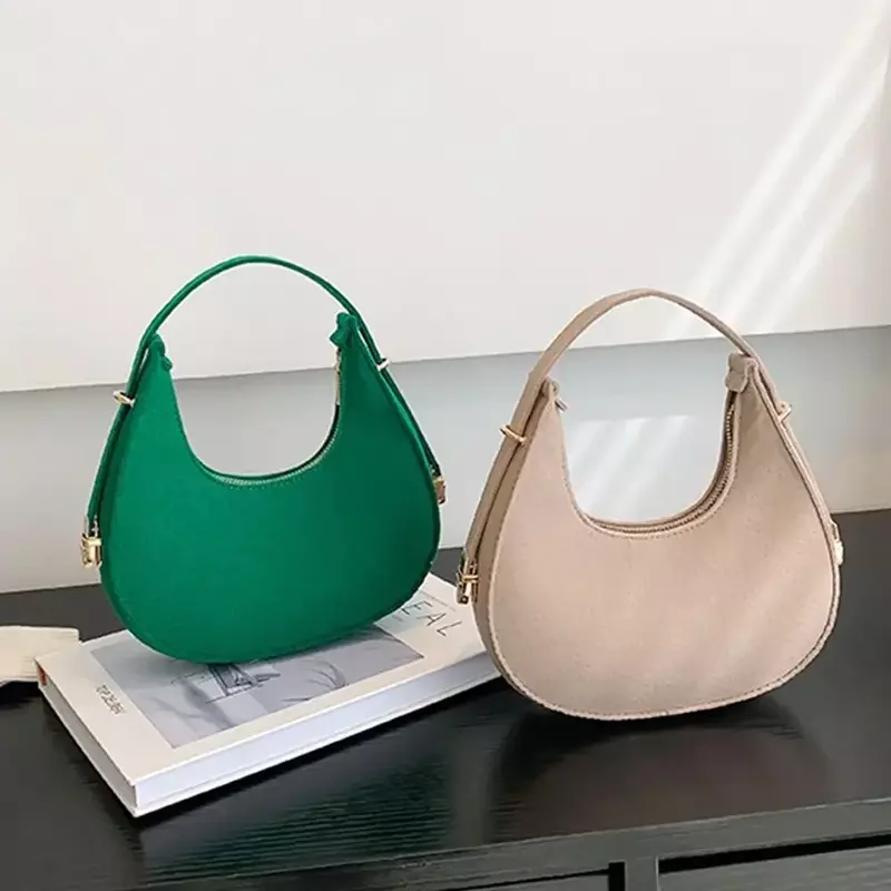 LB09 damska moda mała portmonetka torebki Retro jednolity kolor PU skóra ramię torba typu hobo pod pachami