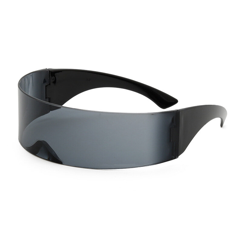 Future-gafas de sol sin montura para mujer y hombre, anteojos de sol siameses con tecnología Y2K, para fiesta de Halloween, año 2000