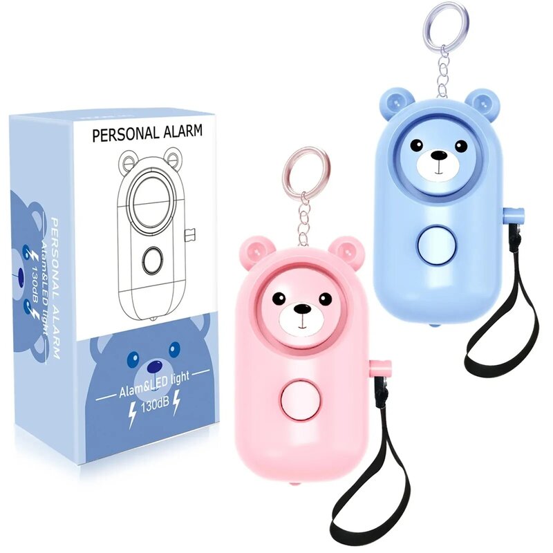 Self Defense Alarm 130DB Personal Siren Ring With Led Light Keychain Safety Alarm Bear Style Emergency Alarms 호신 용품