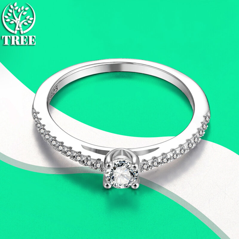 ALITREE 0.3ct D Color Moissanite Rings s925 Sterling Sliver Round Cut Diamond Cocktail Ring Jewelry Gift Accessories for Women