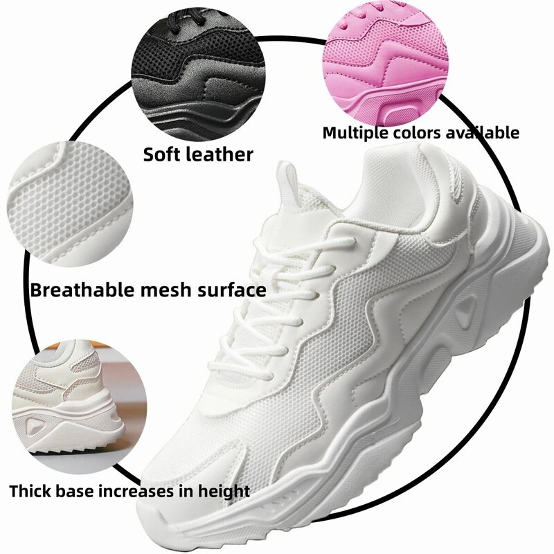 Sepatu olahraga gaya yang sama untuk pria dan wanita, sepatu kasual, sepatu lari, putih murni, segar, sederhana, ultra-ringan, sepatu kets