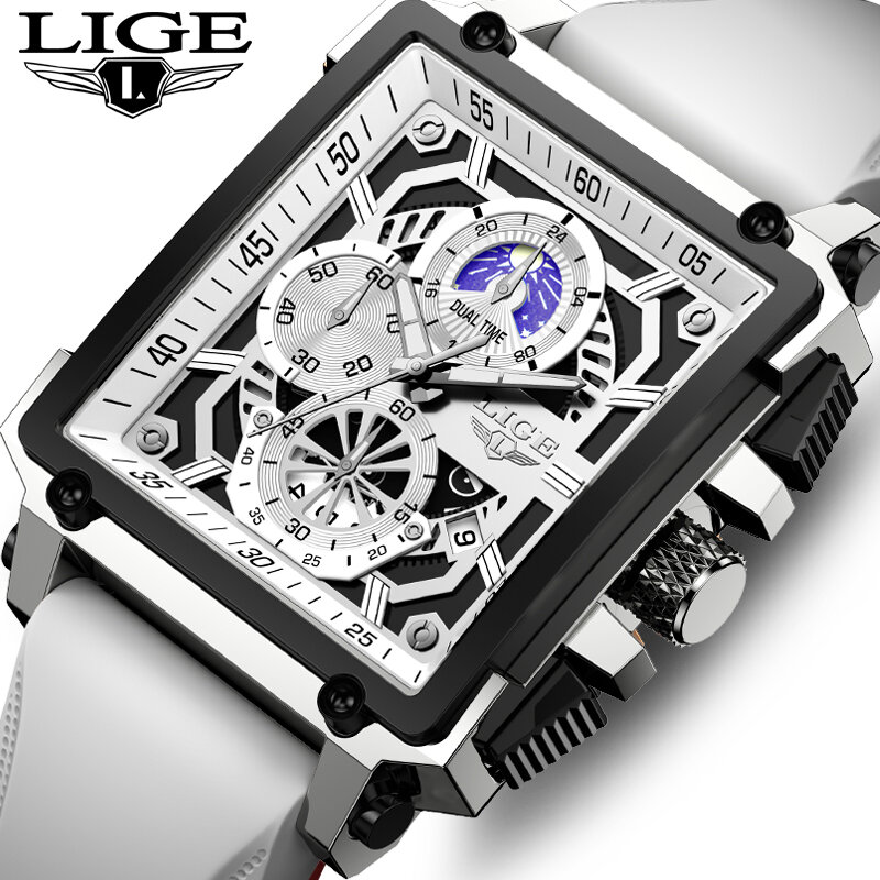 2023 Big LIGE jam tangan kuarsa asli untuk pria, arloji olahraga tahan air bercahaya tali empuk tanggal untuk pria