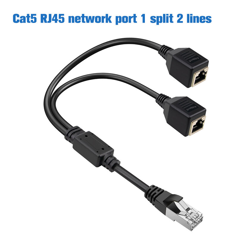 RJ45 Ethernet przejściówka rozgałęziająca 1 męski do 2 żeński rozdzielacz sieciowy LAN obsługuje przedłużacz sieci internetowej Cat6