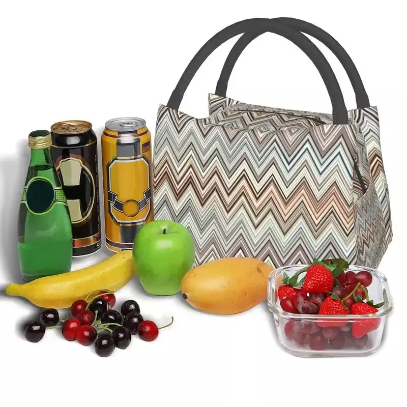 Zick-Zack mehrfarbige wärme isolierte Lunch-Bag-Tarnung zeitgenössische Lunch-Tasche für Picknick-Aufbewahrung sbox im Freien