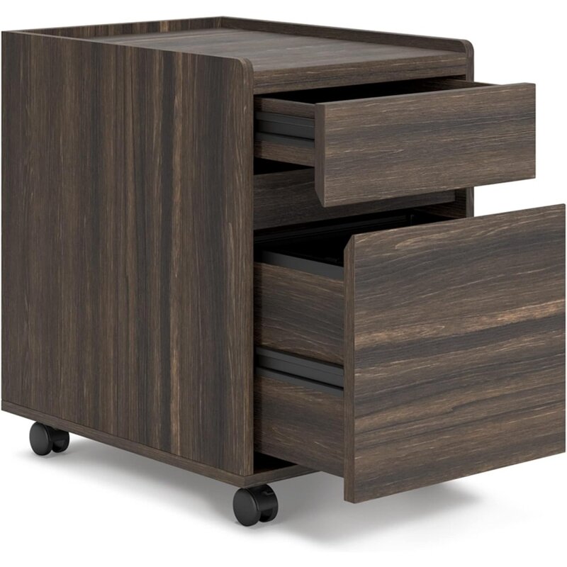 Zendex-archivador contemporáneo con cajón de utilidad, color marrón oscuro, libre de carga, almacenamiento, muebles de oficina