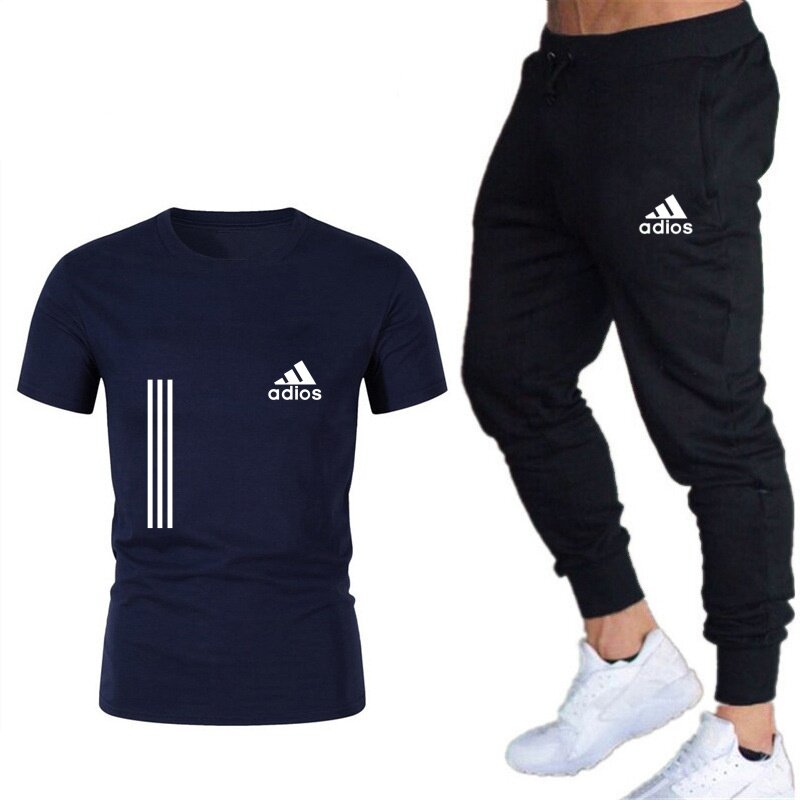 Мужская спортивная футболка с коротким рукавом и спортивные шорты, новинка 2020, летняя повседневная мужская одежда для бега