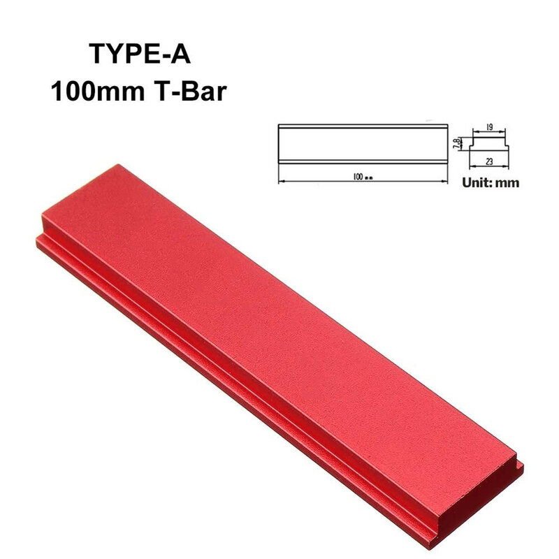 ตัวเลื่อน T-Bar แบบทำมือตัว T-Bar สีแดงเลื่อยตัดองศาโต๊ะเลื่อยไม้เครื่องมือกว้าง23มม./0.9นิ้วใช้งานได้จริง
