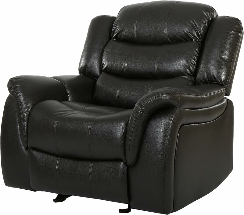 GDFStudio Great Deal Furniture Merit Black Leather Recliner/Glider Chair