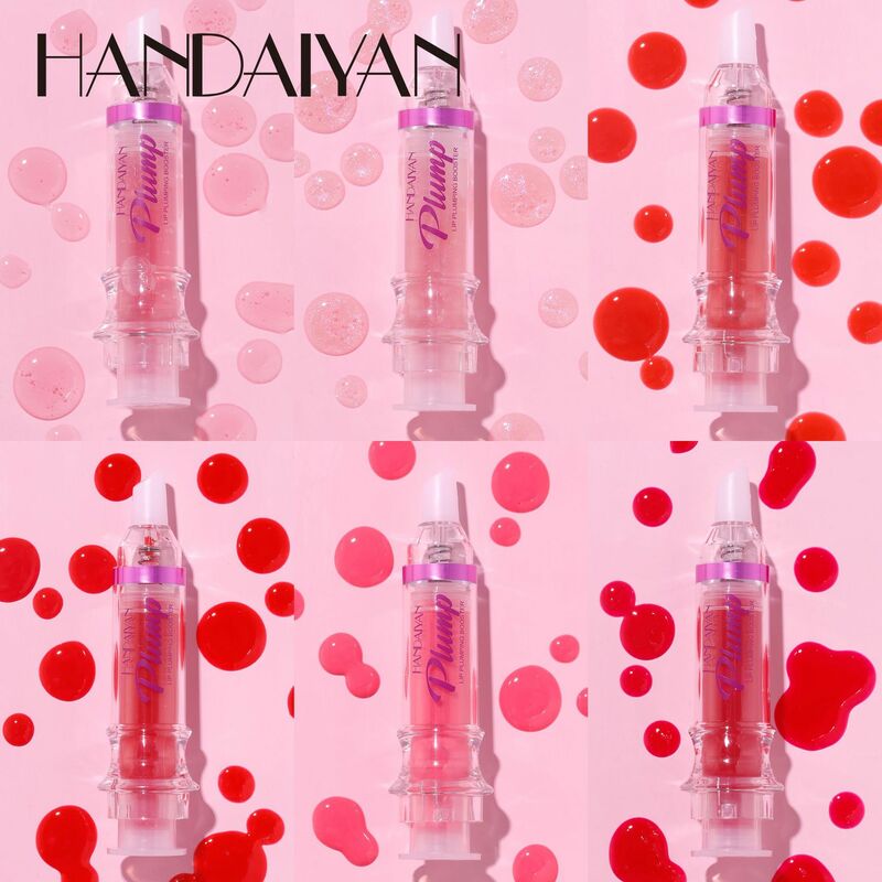 Handaiyan ลิปบูสเตอร์อวบสุดเซ็กซี่ลิปสติกนู้ดกากเพชรสีแดงแวววาวกันน้ำเครื่องสำอางน้ำมันให้ความชุ่มชื้น