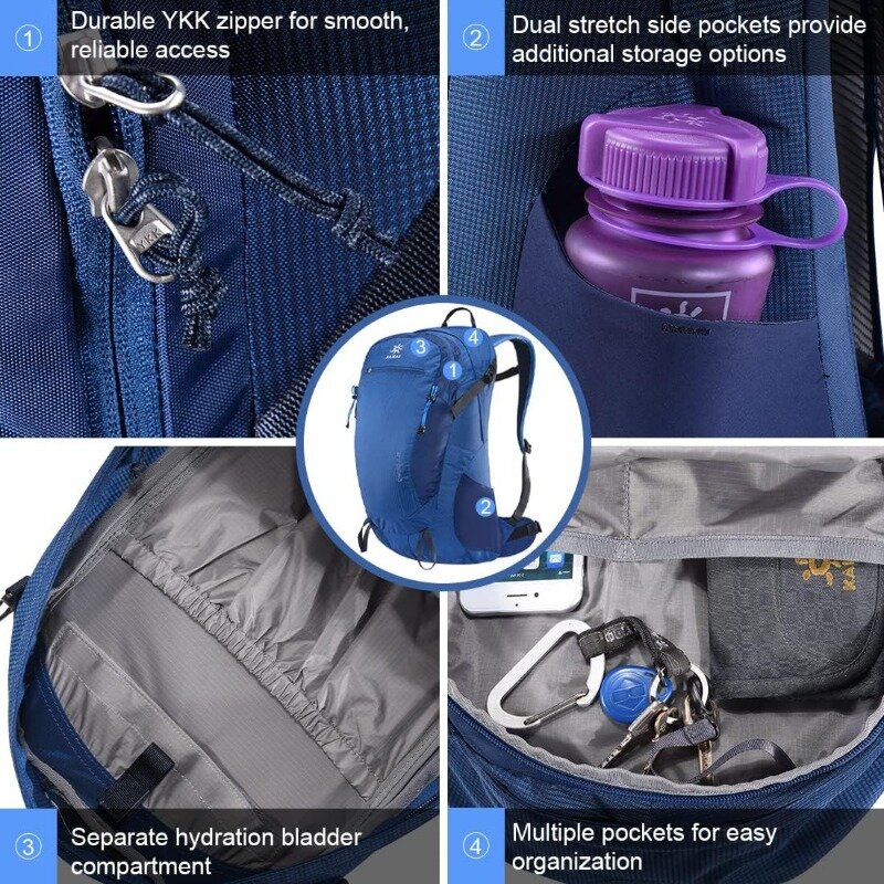 Impermeável Lightweight Hiking Daypack com capa de chuva, viagem e mochila ao ar livre, homens e mulheres, 28L