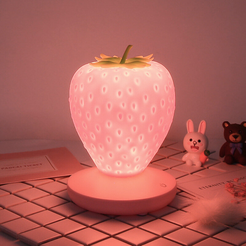 LED Kid Gift Atmosphere Lamp Night Light Strawberry Nightlight Romote USB Bedside Lamp Baby Children Bedroom Decoration