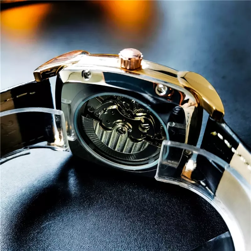 Мужские автоматические часы AOKULASIC, механические водонепроницаемые часы с турбийоном