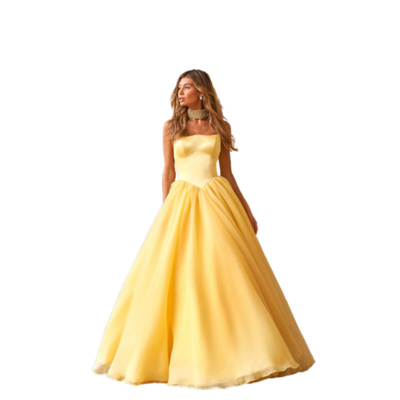 2024 New Yellow Organza Ball  Gown SH-015
