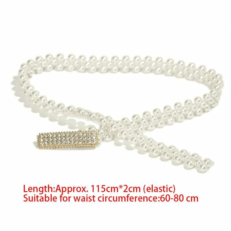 Elastic Buckle Pearl Waist Belt Retro Elegant Clothing Supplies Elastic Belt Sweater Decorative Diamond Waist Chain Women