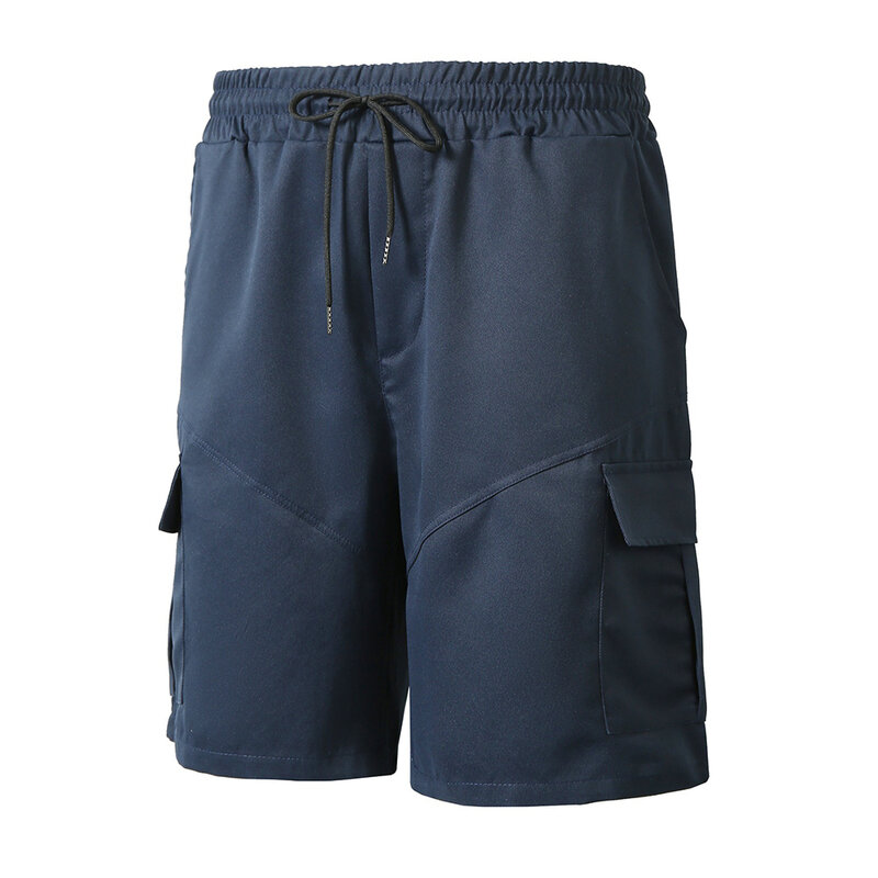 Pantalones cortos holgados para hombre, Shorts cómodos a la moda, con cintura de Color sólido, informales y cómodos