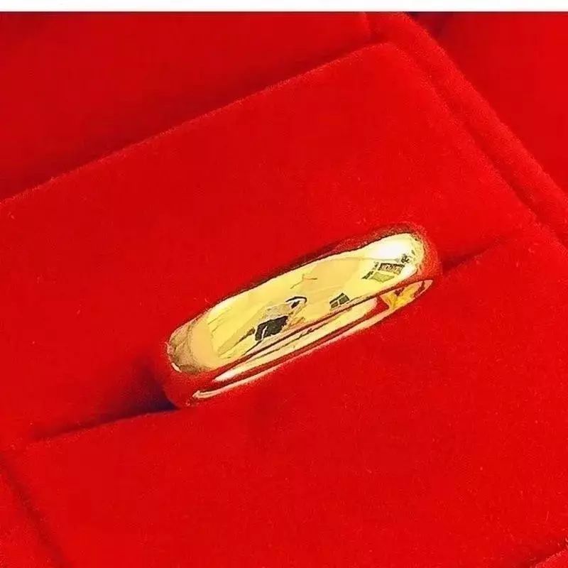 Pure Wedding Women's Mother Rose Flowers Sweet Temperament Plated Real 18k Yellow Gold 999 24k Ring Gift Nigdy nie blaknie Biżuteria