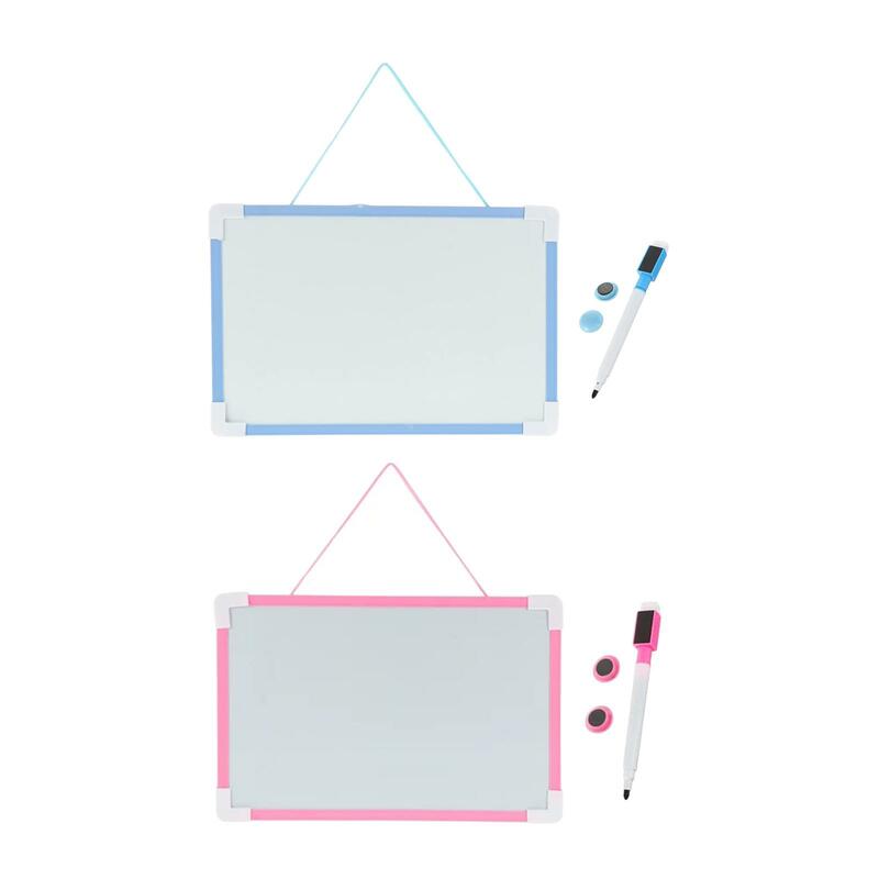 Dry Apagar quadro magnético reutilizável com marcador, Double Sided Memo Reminder, pequena prancheta, Kids, Dry Apagar